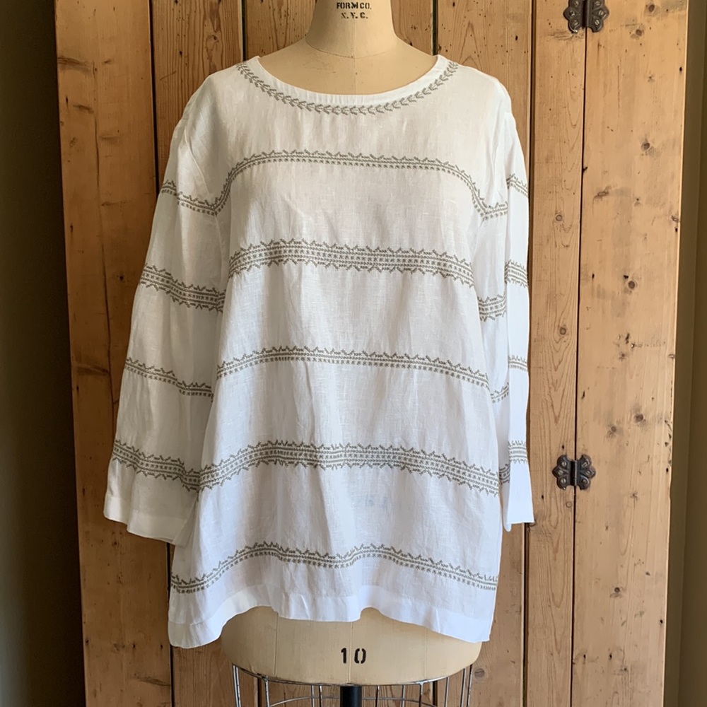J Jill linen blouse with button back detail
